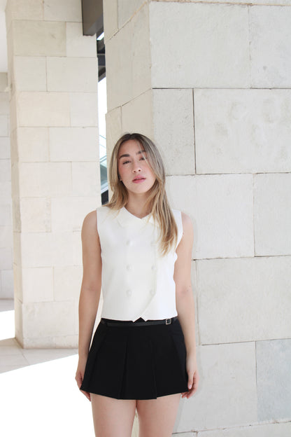 Chaleco cuello polo blanco con botones #10997