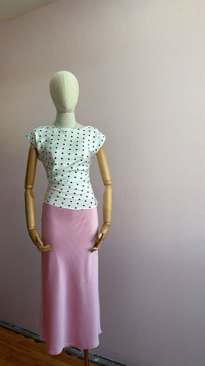 Falda satinada rosa #11952