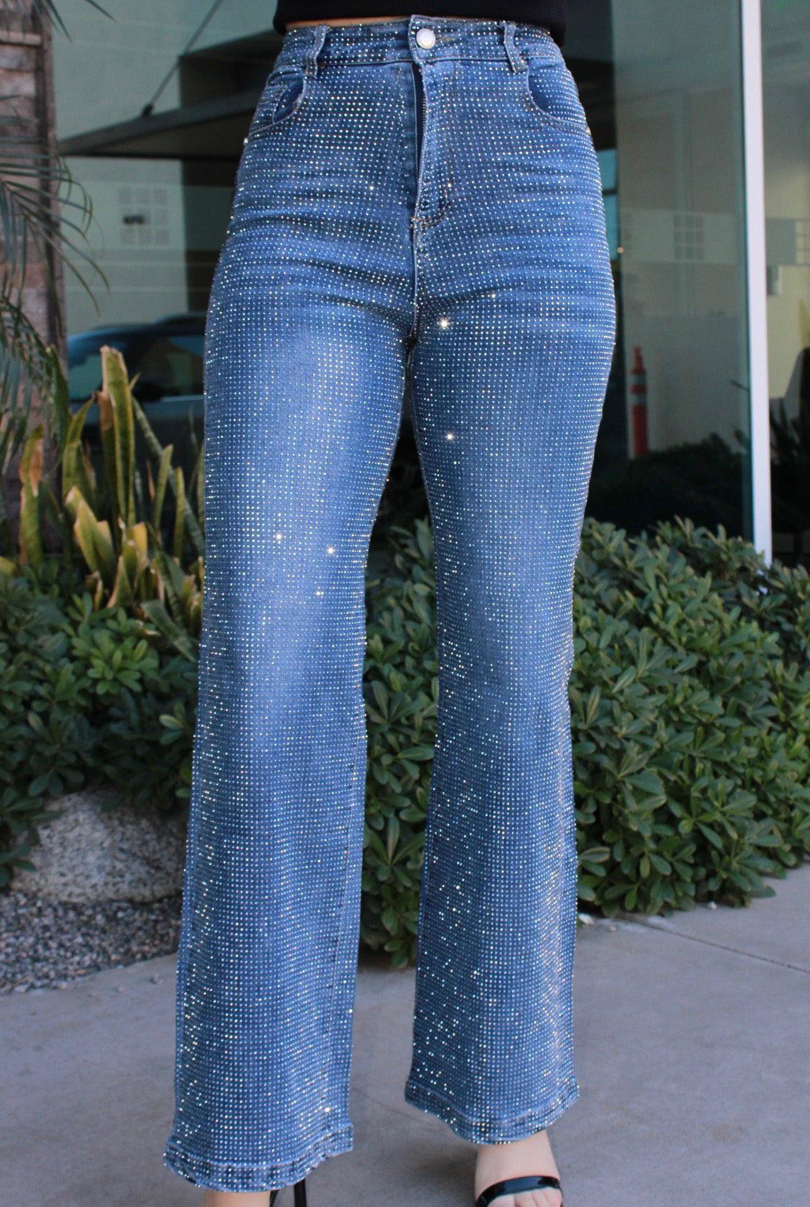 Jeans rectos de brillos #11605