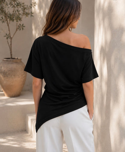 Blusa one shoulder negra #11988