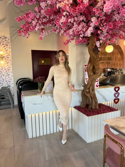 Vestido de encaje beige #10944