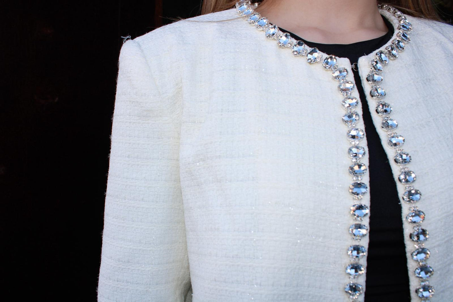 Saco crema con piedras #11652￼