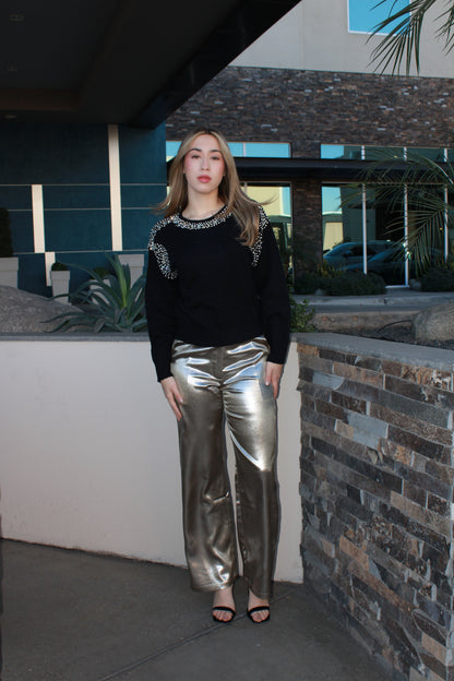 Suéter negro con piedras #11674