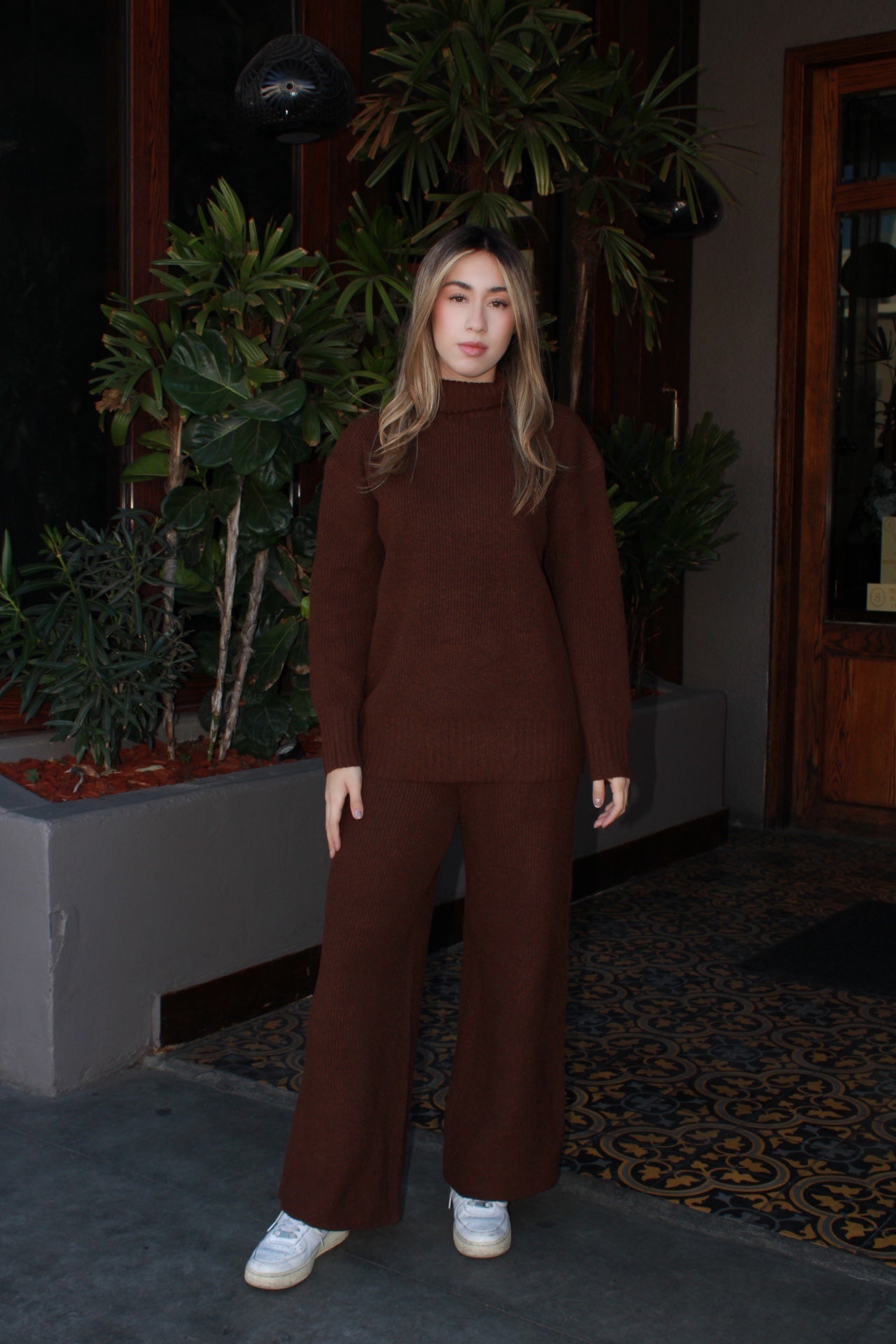 Conjunto de Pans café tejido #11540