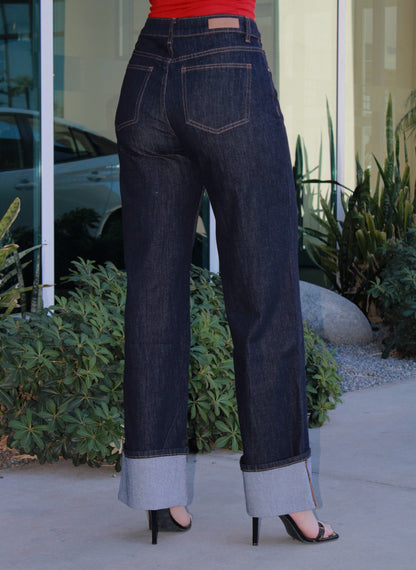 Pantalón mezclilla con doblez #11403