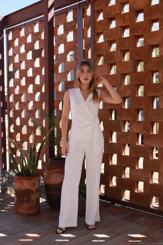 Set blanco de chaleco y pantalón #11025