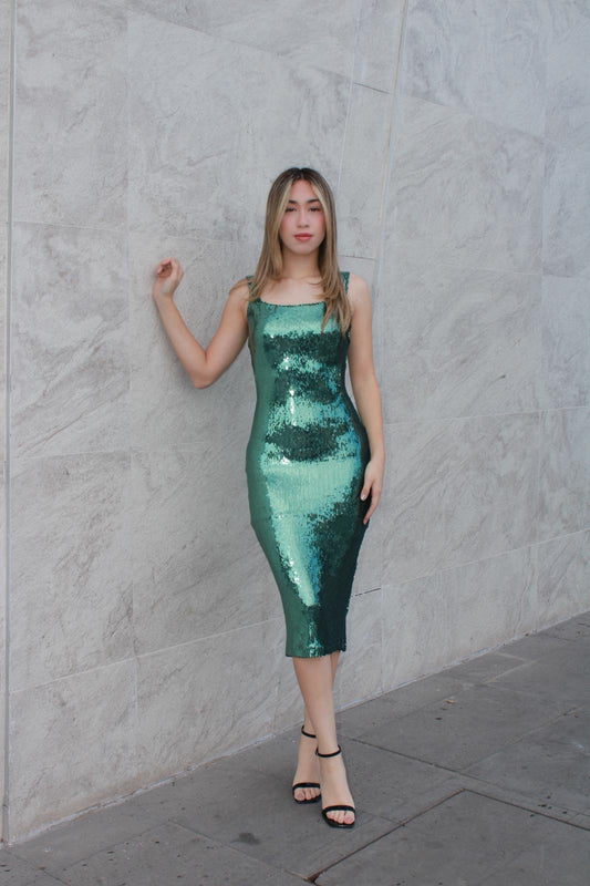 Vestido de lentejuelas verde #11589