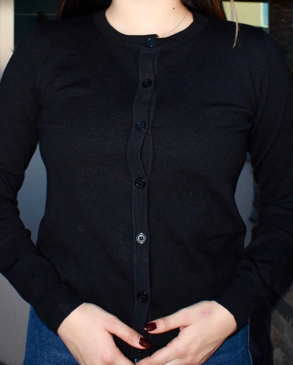 Suéter de botones negro #11681