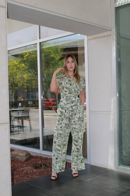 Set estampado de hojas verde #11183