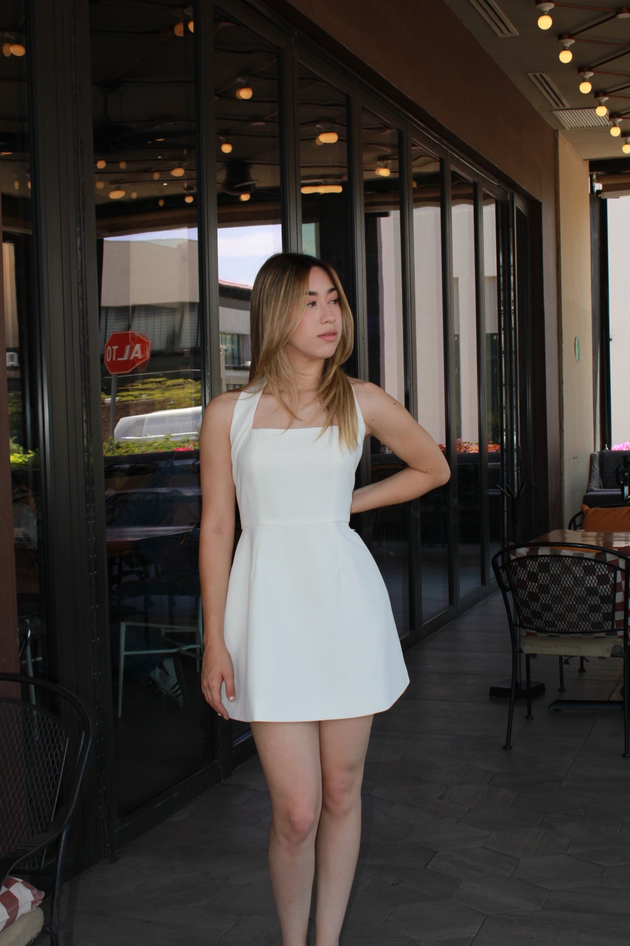 Vestido blanco corto halter #11285