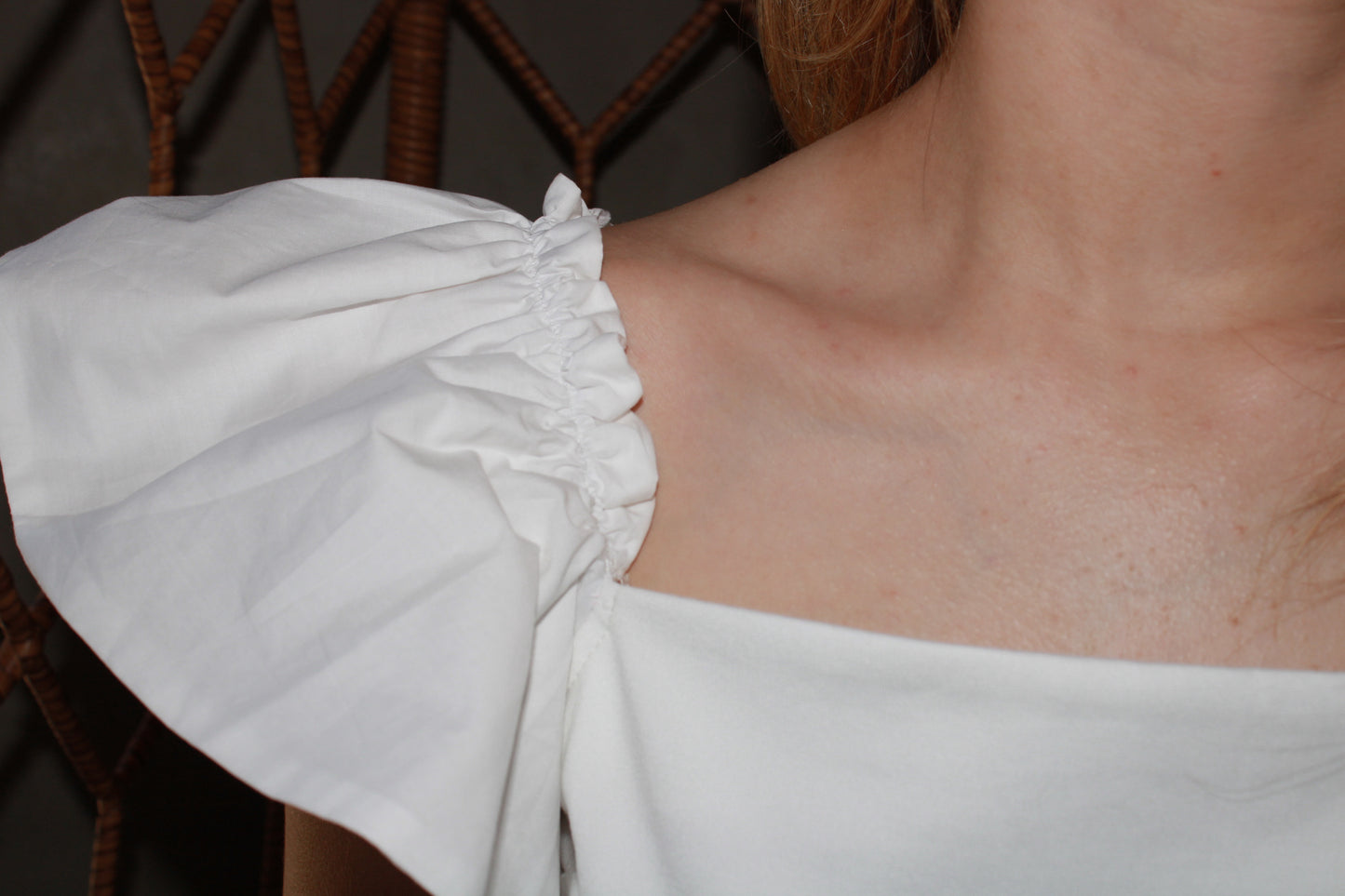 Top corto blanco manga de Olanes #11320