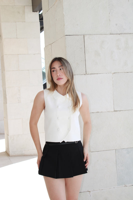 Chaleco cuello polo blanco con botones #10997