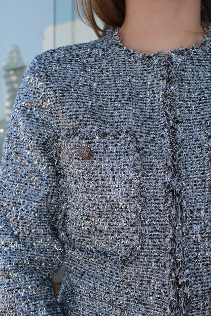 Saquito plateado brilloso #11513