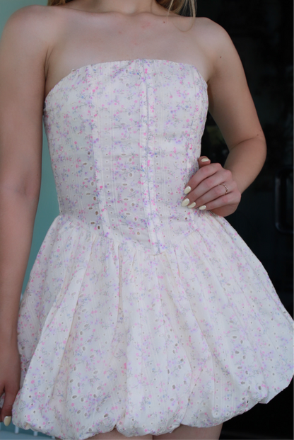 Vestido floreado corto de globo #11180