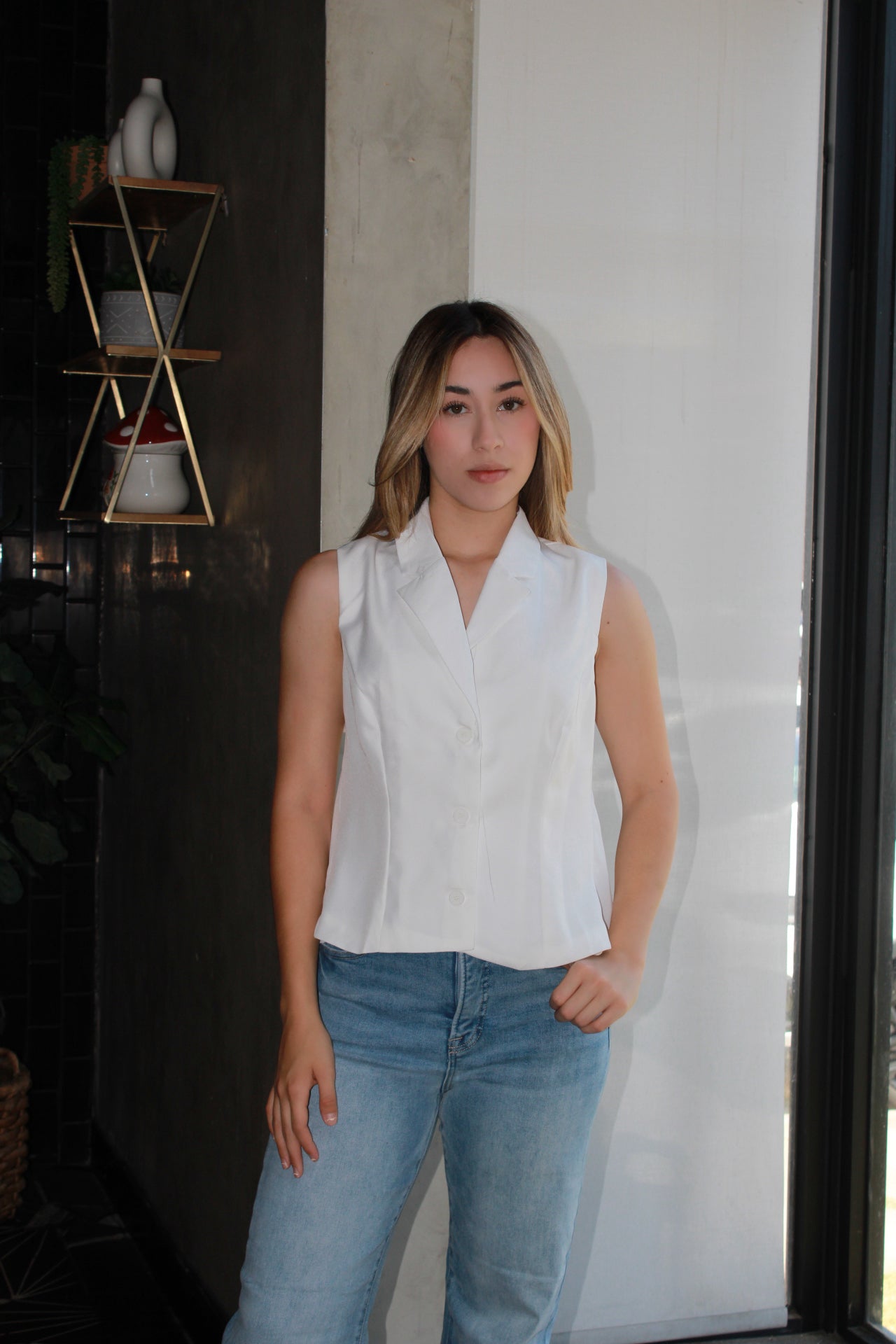 Chaleco blanco con espalda descubierta #11315