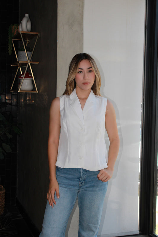 Chaleco blanco con espalda descubierta #11315