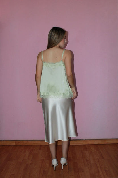 Blusa verde, bajito con encaje #11758￼