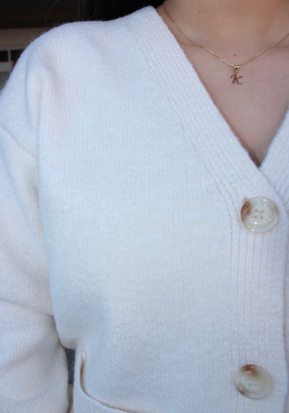 Suéter cardigan de botones blanco cuello V #11697