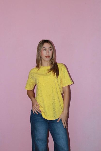 Camiseta amarilla con brillos #11762￼