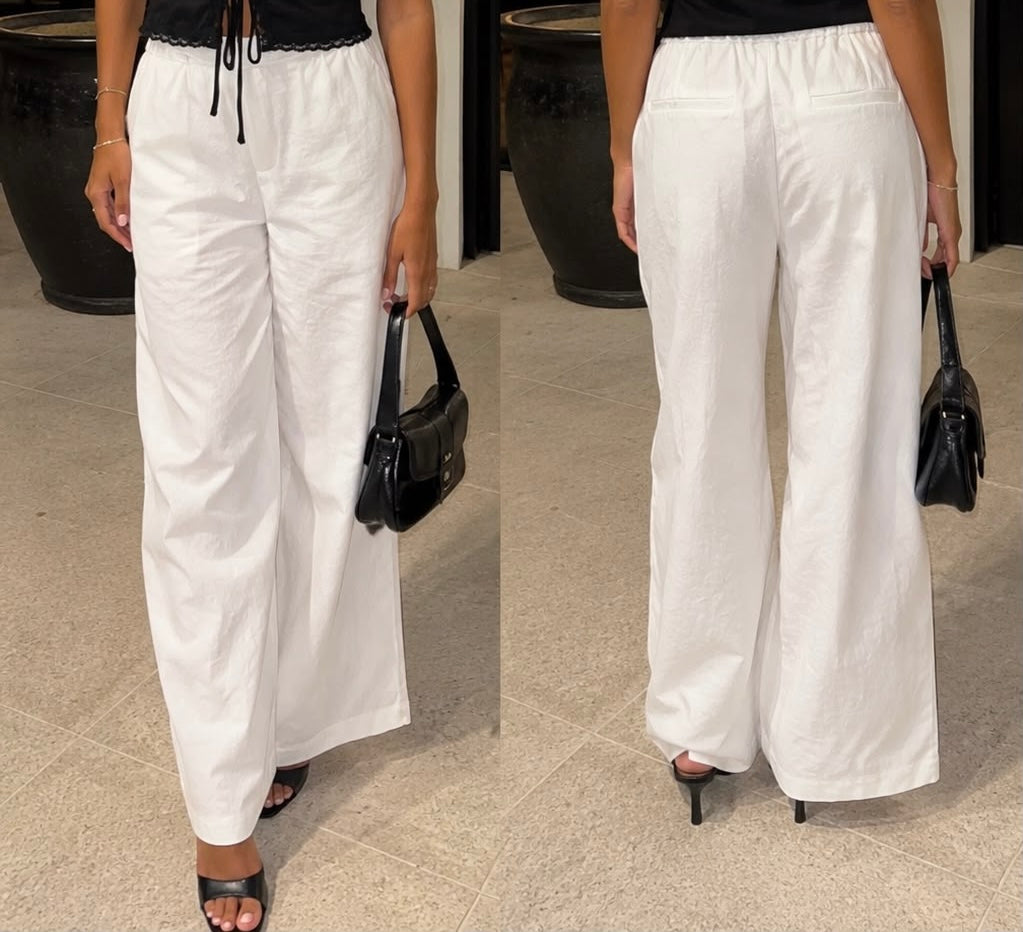 Pantalón blanco con elástico en cintura #11986
