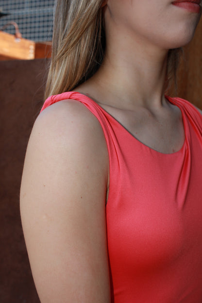 Vestido, midi coral #11130