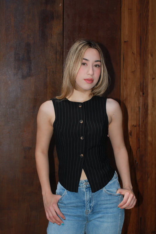 Chaleco negro con rayas #11134