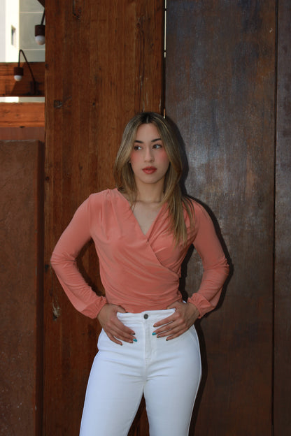 Blusa de manga larga coral #11135