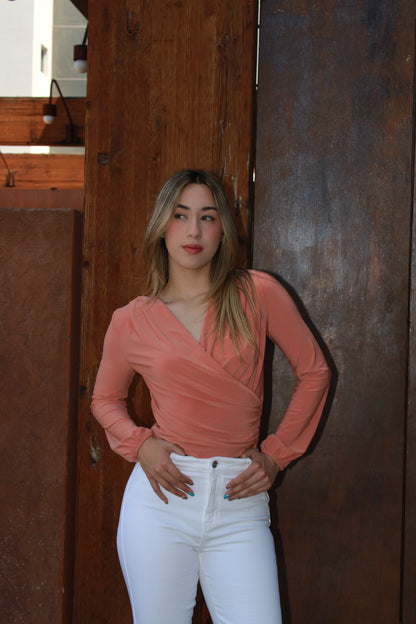 Blusa de manga larga coral #11135