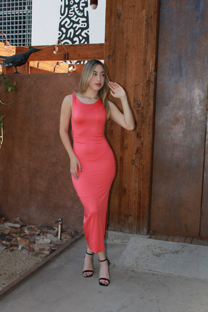 Vestido, midi coral #11130