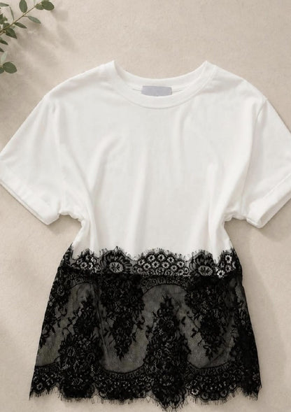 Blusa blanca con encaje #11970