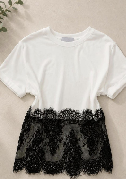 Blusa blanca con encaje #11970