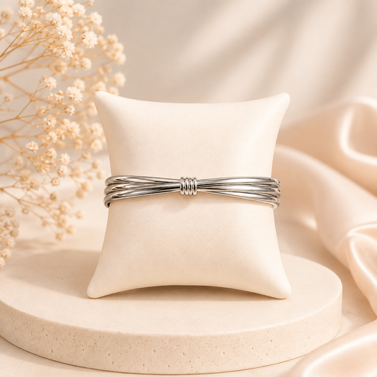 Pulsera plateada triple #63A