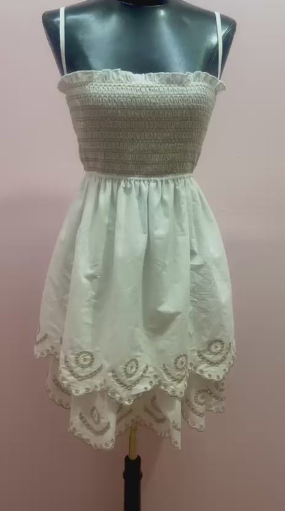Vestido blanco con bordado #11916￼