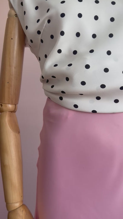 Falda satinada rosa #11952