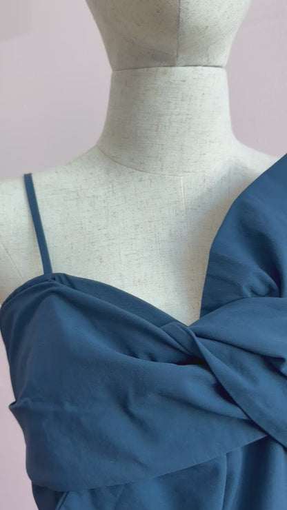 Blusa tipo globo azul marino #11950